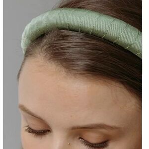Jennifer Behr Attica made in New York silk grosgrain headband in sage green